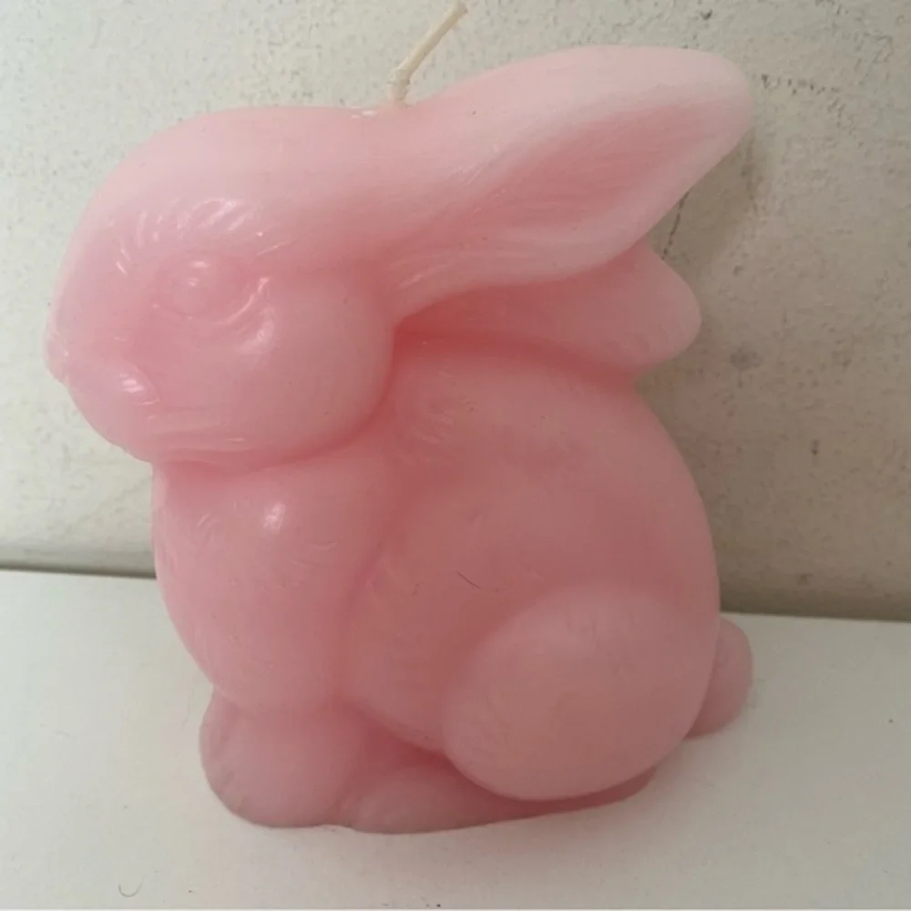 PIER 1 Pink Easter Bunny Rabbit Wax Candles Set of 2